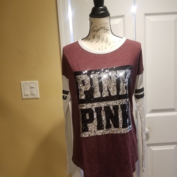 PINK Victoria's Secret Tops - New Victoria's Secret L/S Bling Tee.. burgundy